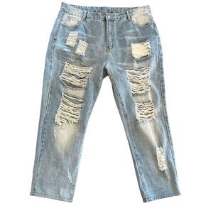 Shein women’s plus size 3XL ripped distressed Hi-Rise Jeans